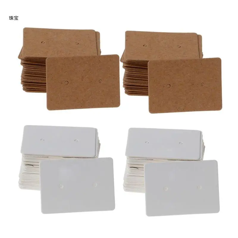 

X5QE 100 Pcs Kraft Paper Rectangle Hand Draw Earrings Cardboard DIY Card Clothing Garment Label Tags for Arts Weddings