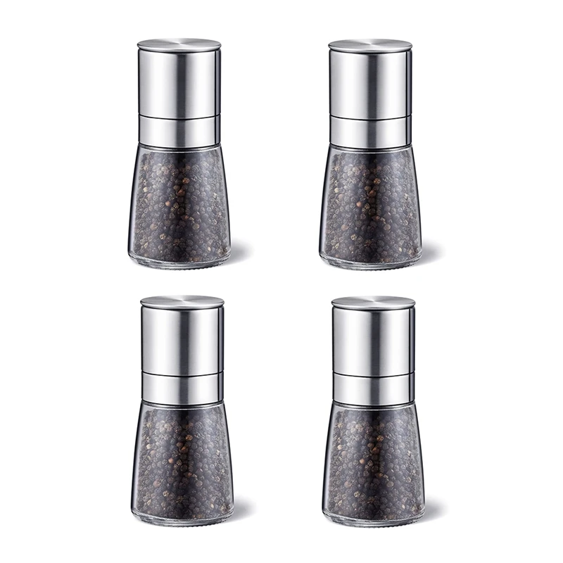 

Stainless Steel & Chunky Glass Salt And Pepper Grinder, Pepper Mill Grinder, Sea Salt Mill, With Grinding Precision