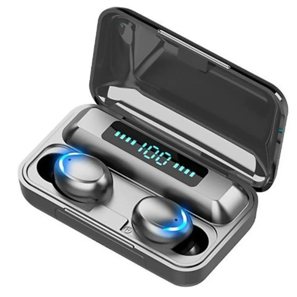 F9 5C Wireless Bluetooth Headphones Waterproof Earbuds Earphones MINI Digital Display Heaset Large Capacity Charging Case wireless headphones