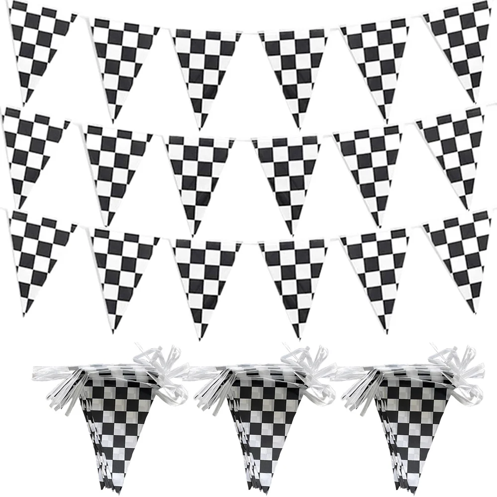 

Race Car Checkered Flags Black and White Pennant Racing Banner Theme Decoration Parties Birthdayar Party Baby Shower