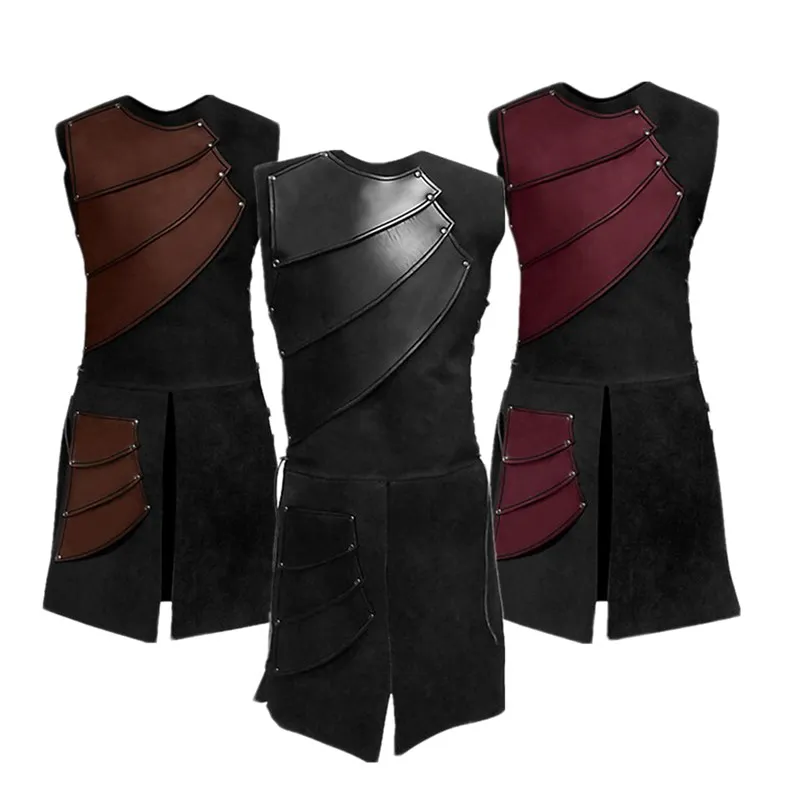 

Men Medieval Archer Larp Pirate Knight Costume Warrior Armor Roman Solider Cosplay Costumes Gear Tunic Halloween Carnival Suit