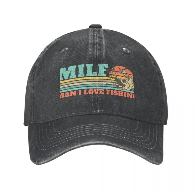 MILF Man I Love Fishing Retro Vintage Sunset Funny Fishing Gift Cap Cowboy  Hat Hiking hat baseball cap man Cap female Men's - AliExpress