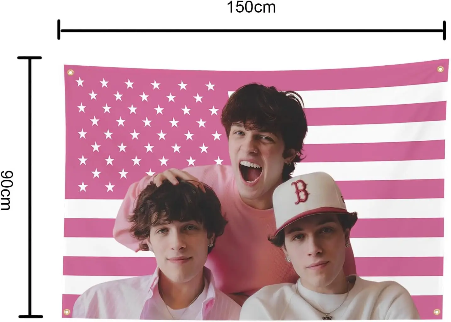 Sturniolo Triplets Pink Tapestry American Flag 3x5Ft 100D with 4 Brass Grommets 100D Polyester Flag for Bedroom, Double Stitched