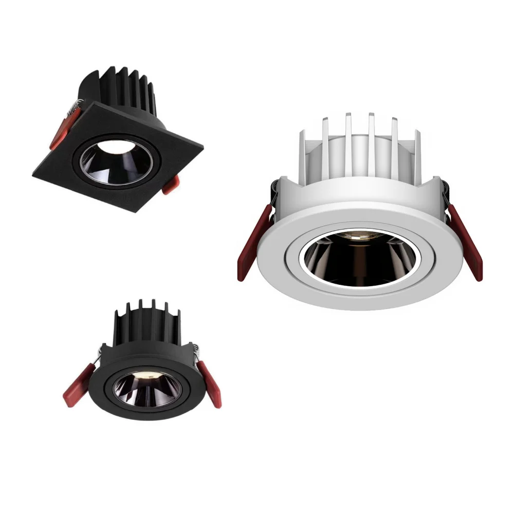 Round Angle Adjustable Anti Glare Recessed LED Downlight 7W 10W12W 15W20W 24W AC110V220V Chip Ceiling Kitchen Living Room Indoor