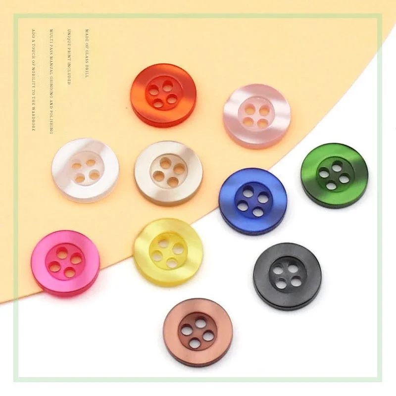 20 to 150PCs 2. 6MM Resin Pearlescent Real Corrugated Button Four-Eye Wide-Brimmed Pearlescent Button Color Shirt Lining 3