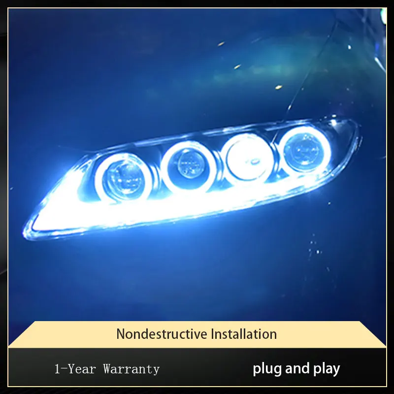 

Car Lights for Mazda 6 Mazda6 2003-2015 Headlight Upgrade Bifocal 4 Lens Circle LED DRL Head Light Front Lamp Accessories