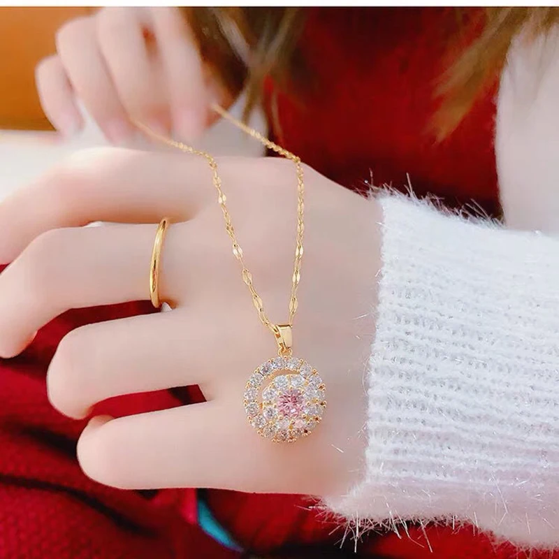 HOYON 18K Gold Color One Eye Necklace Women\'s Jewelry Diamond Style Bijoux Femme Collares Natural Gemstone Pendant With Necklace