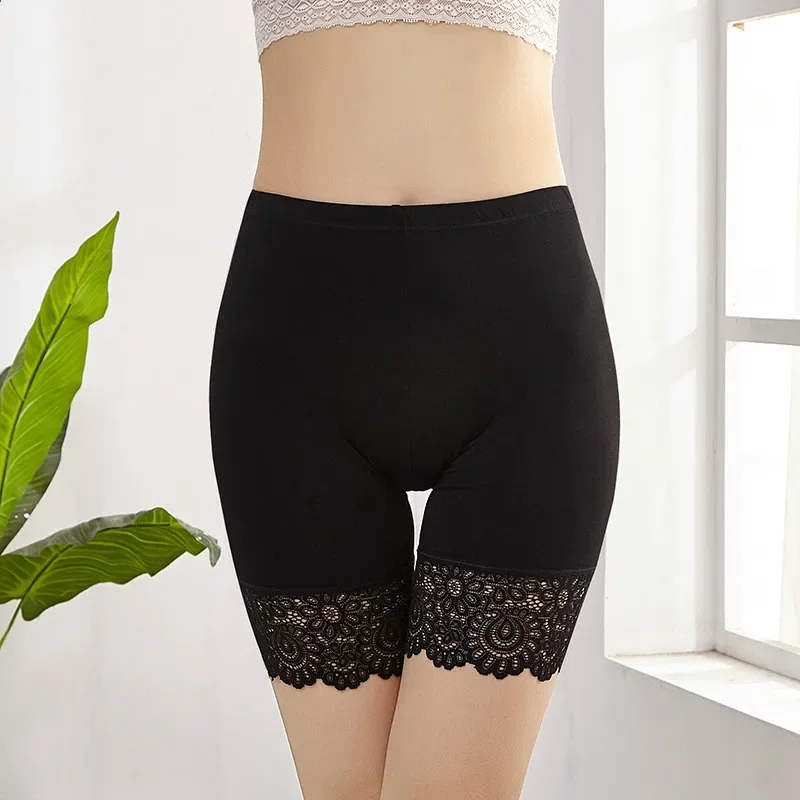40KG-80KG Women Plus Big Size Safety Pants Elastic Soft Comfortable Modal Material Nude/Black Shorts Lace Safety Short Pants Safety Shorts,Safety Pants,Women Shorts Underwear