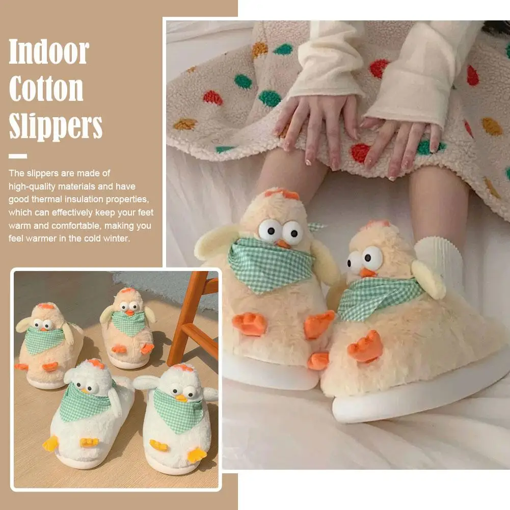 

Autumn Winter Women Slippers Cute Big Eyes Chicken Home Slides EVA Shoes Thicken Anti Bedroom Slip Soled Soft Cotton Comfor X6Q3