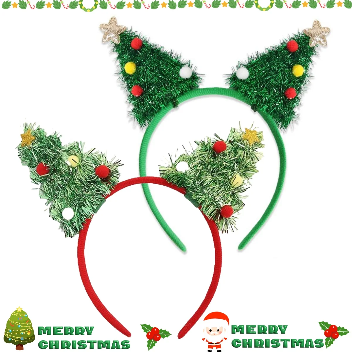 1/2 stücke Mode Weihnachten Baum Stirnbänder für Mädchen Frauen Cosplay Cartoon Haarbänder Weihnachten Party Stirnbänder Haar Zubehör