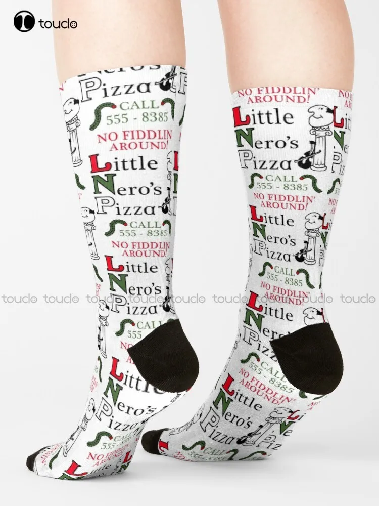 

Little Nero'S Pizza Socks Skeleton Socks Harajuku Personalized Custom Unisex Adult Teen Youth Socks 360° Digital Print Retro Art