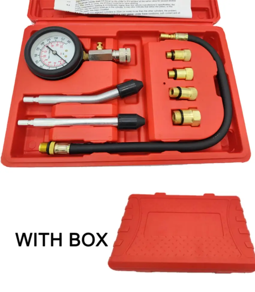 8 PCS Gasoline Engine Compression Tester Cylinder 0-300 PSI Automobile Pressure Gauge Kit with M10 M12 M14 M18 Adapter surface roughness gauge Measurement & Analysis Tools