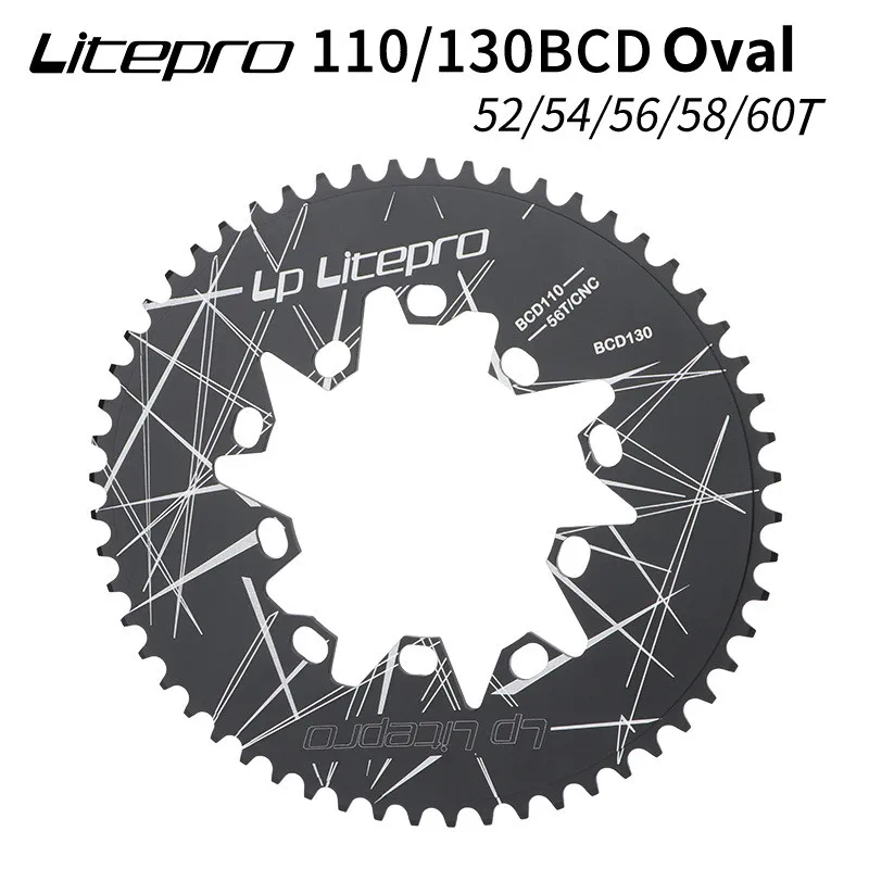 Litepro Oval Chainring 130 110 BCD Folding Bike Super Light Chain Wheel Crank Crankset 130bcd 52T 54 56T 58 60T |