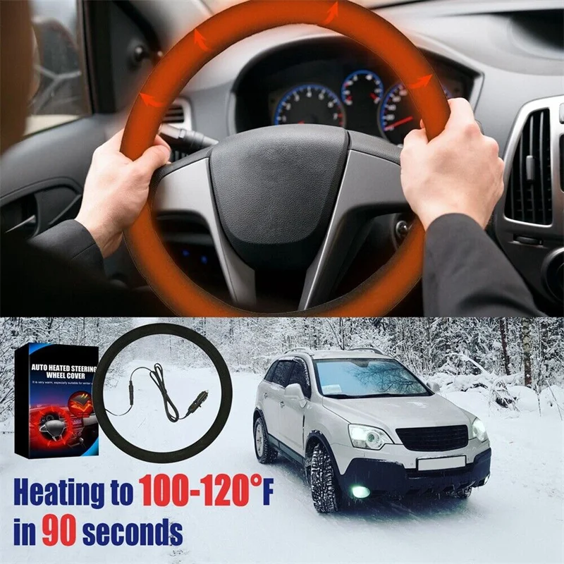 HighqualityUniversal38cm12VSteeringCoverAutoCarLighterPlugHeatedHeatingElectric