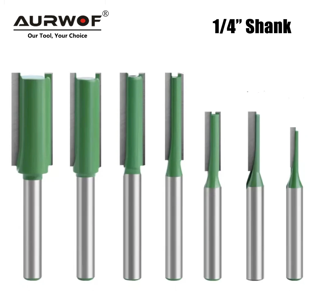 

AURWOF 1pc 1/4mm Shank Straight Bit Tungsten Carbide Double Flute Router Bits Milling Cutter For Wood Woodwork Tool C07-002