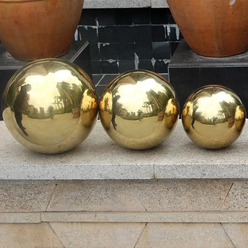 Decorative Metal Balls 201 Stainless Steel Titanium Gold Hollow Sphere Christmas Balls