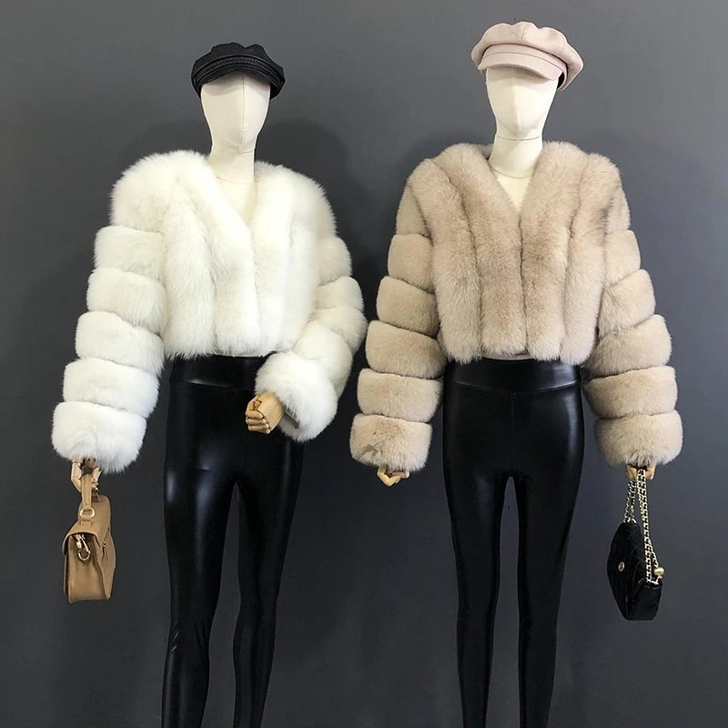 2023 New Style Women Fur Coat Real Fox Fur Jacket Natural Fox Fur Short Style Clothing Full Length Sleeve Female Coat 5