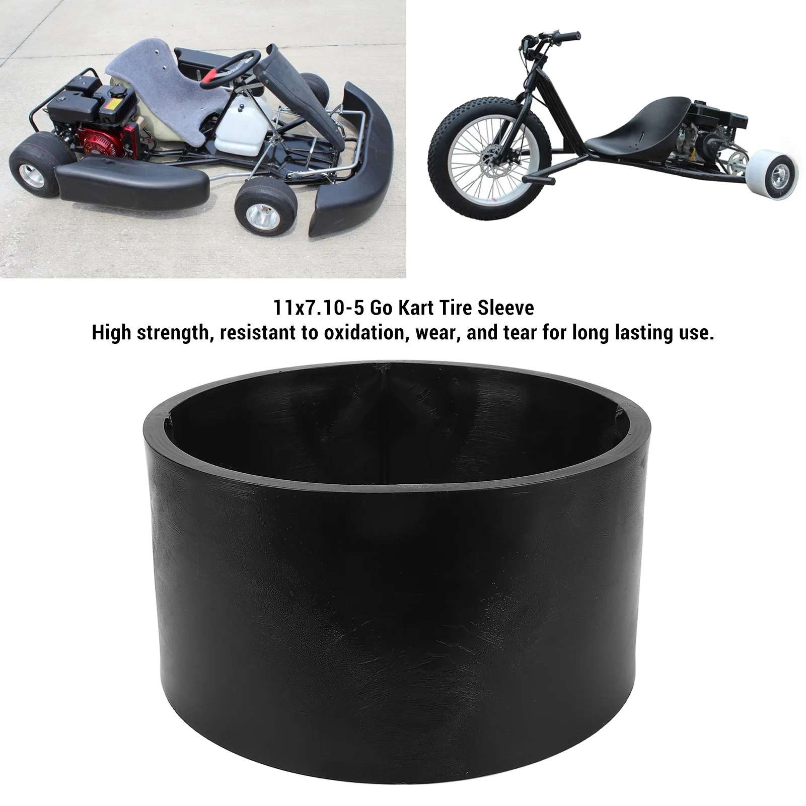 Go Kart Drift Tire Sleeve Easy Installation Less Traction Smoother Ride 11x7.10-5 Go Kart PVC Tire Sleeve for Drifting Scooter