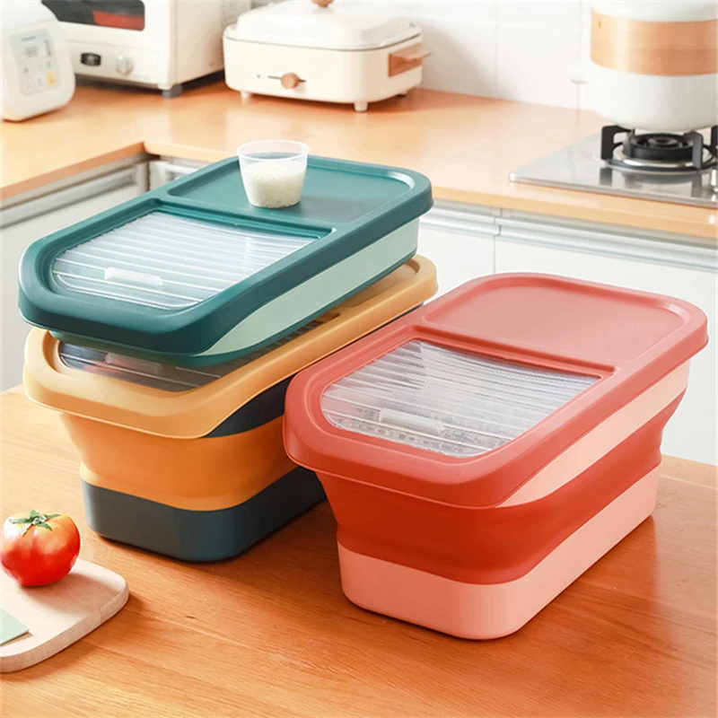 2.5/3.5/5.5KG Plastic Rice Bucket Bulk Cereals Jars Grains Storage Box Case  Food Container Spice Organizer Kitchen Accessories