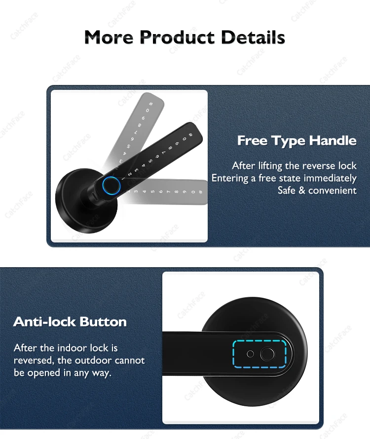 Fingerprint Handle Lock Card Code lock with Keys TUYA APP Digital Smart door loc