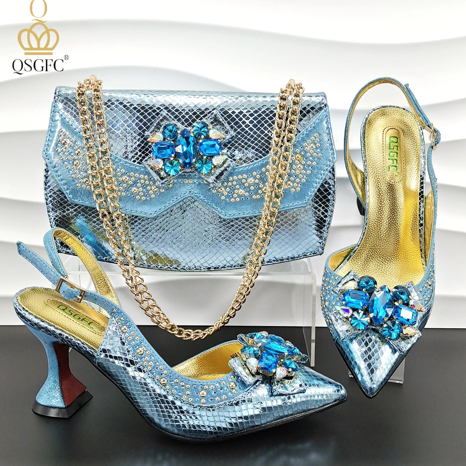 Ensemble Chaussures Et Sac à Strass Taille 42 - Talons Très Hauts 14 Cm - Italian Joianna Luo - Neuf
