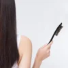 Wooden Handle Boar Bristle Three-row Pointed Tail Comb Brush for Thick Hair Slicking Back Curly Bun Hard Grubber Teasing Women 6