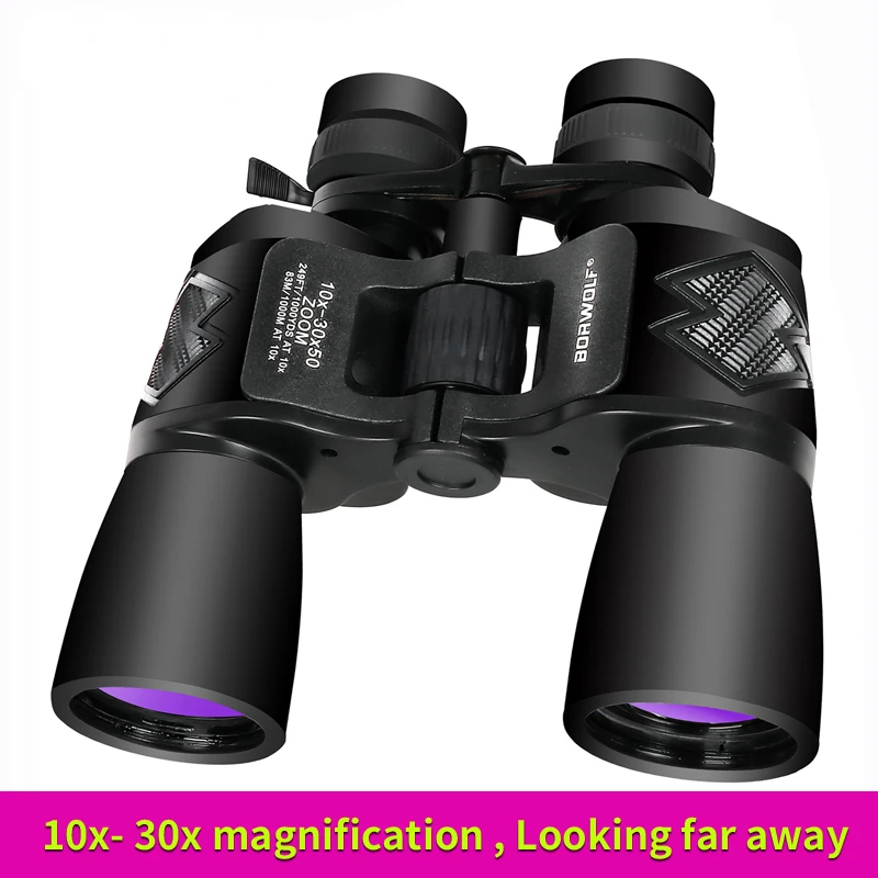 

Borwolf 10-30X50 High Magnification HD Professional Zoom powerful Binoculars Light night vision for hunting telescope monocular