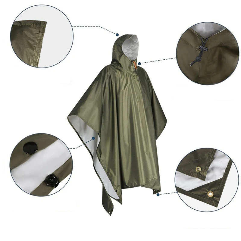 3 In 1 Outdoor Raincoat Hooded Poncho 2