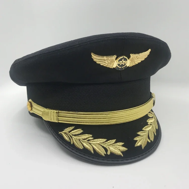 High Quality Men Women Cap Security Big Hat General Aviator Caps Captain's Hats Stage Cosplay Uniform Accessories