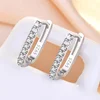 New trending 925 Sterling Silver classic Crystal Jewelry Fashion Zircon Circle Hoop Earrings for Woman Lady Wedding Party Gifts 2