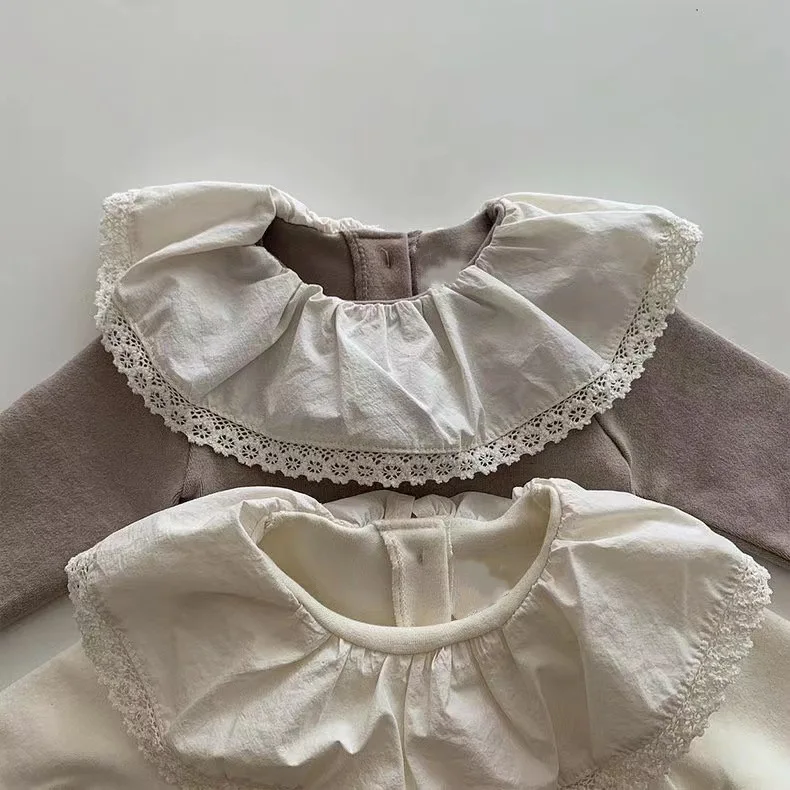 Herbst Baby Mädchen Floral Spitze T-Shirt Frühling kinder Langarm Tops Infant Basis Shirt Kleinkind Mädchen Kleidung für 0-3t – Detail 1