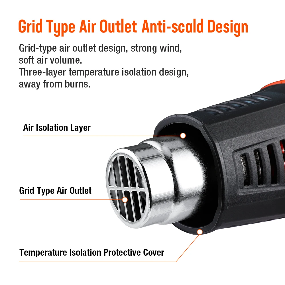 Hot Air Gun VALUEMAX Adjustable Hot Air Gun with Four Nozzles Mini Heat Gun Thermal Blower Shrink Wrapping Construction 2000W