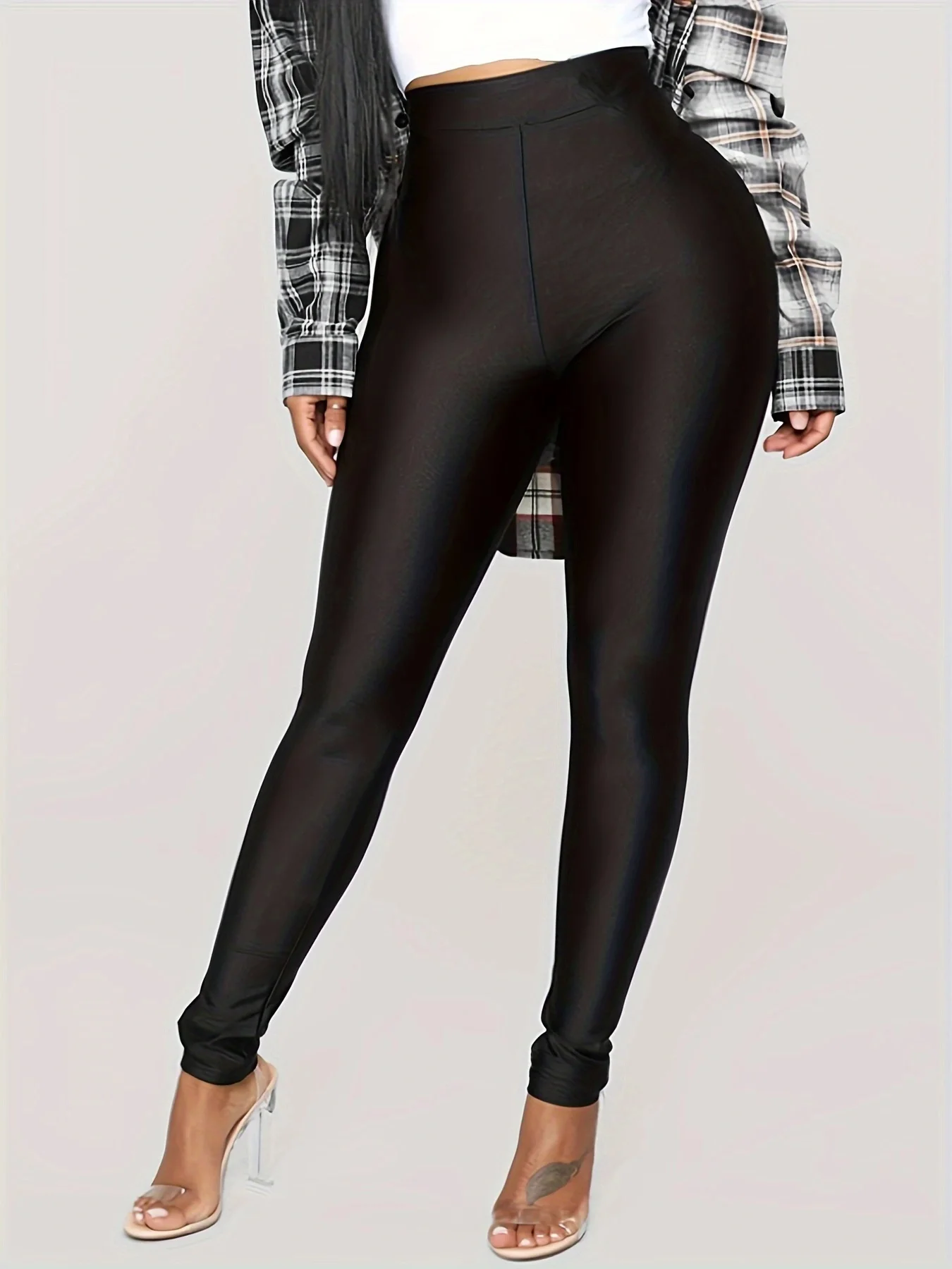Explosive Women’s Nylon Has Bright Size Black Glow-in-the-dark Leggings High Stretch Solid Color Plus Size Nine-point Pants Best Sellers In Women's Clothing