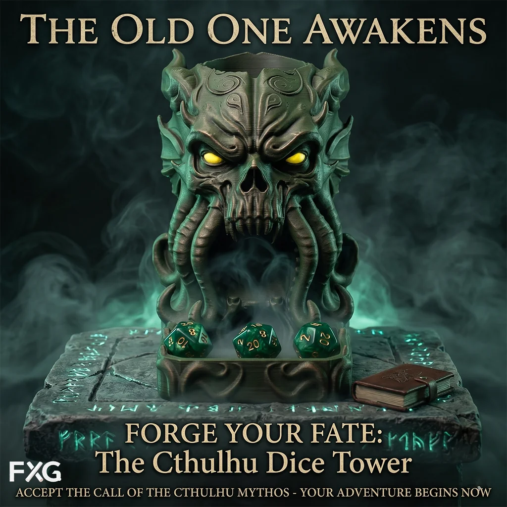 Cthulhu Dice Tower Decorative Ornament, Ttrpg Accessory, Desk Dark