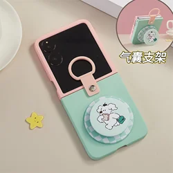 Vibrant Color Block Magnetic Case with Silicone Ring Animal Bracket - Motorola Razr 70 (B)