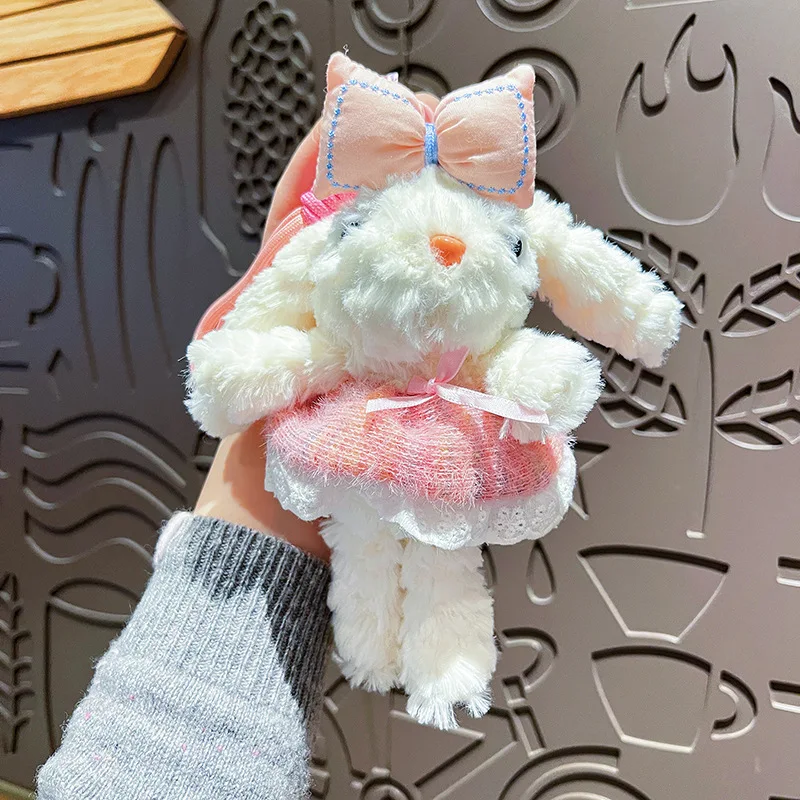 Autumn Pink Plush Bunny Keychain with Princess Skirt and Bow