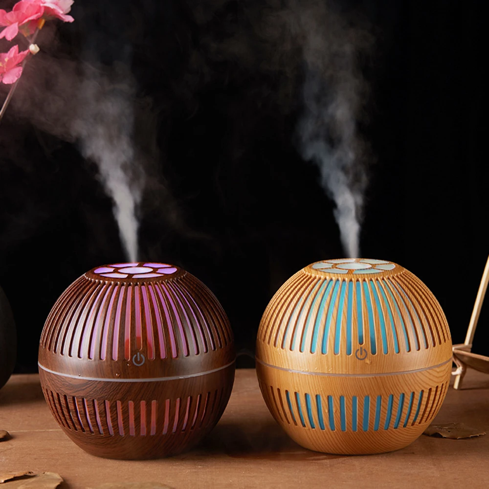 

Hollow Out Humidifier Mini Air Aroma Diffuser With Wood Grain LED Night Light For Bedroom Home Air Purifier Aromatherapy for Car