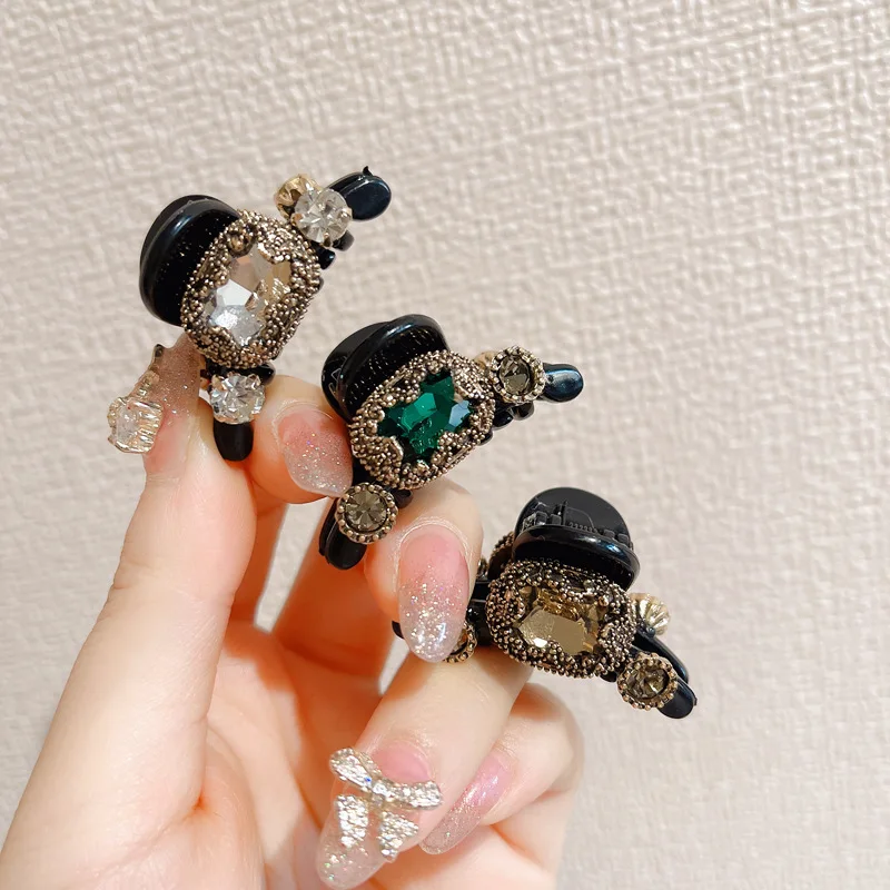 Retro Mini Haar Krallen Kristall Strass Haar Clips für Frauen Mädchen Luxus Grips Temperament Kopfbedeckungen Zubehör Geschenke – Detail 1