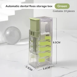 Compact Auto-Refill Dental Floss Dispenser with 10 Floss Picks (Green 10Pcs Floss)