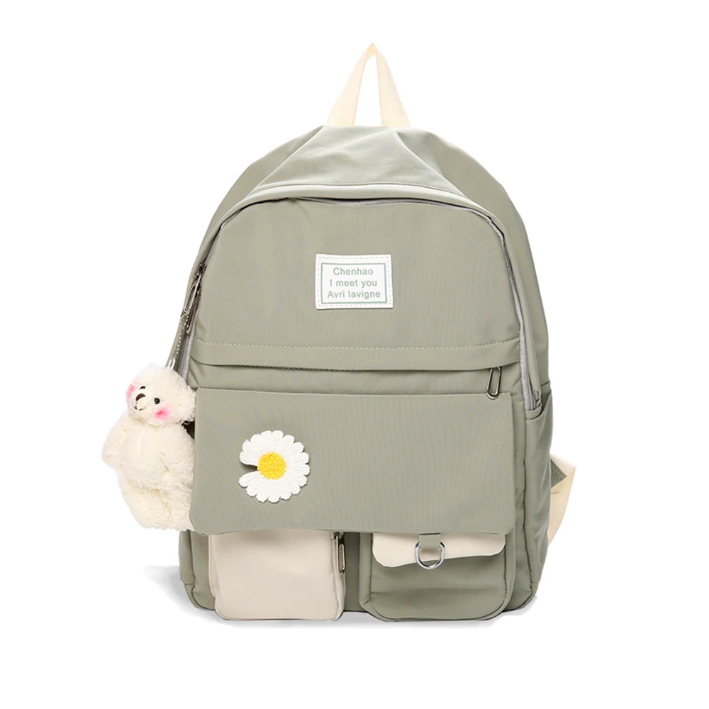 

Large Capacity Multi-Pocket Nylon Women Backpacks With Flower Student School Bag Girl Versatile Portable Backpack Female