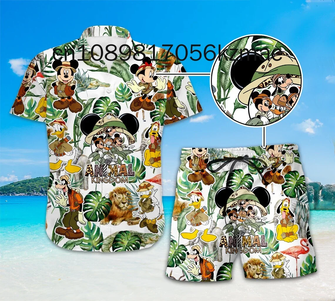 Mickey And Friends Cruise Hawaiian Shirt Shorts Set Casual Beach Short Sleeve Set Disney Beach Shorts Retro Button Shirt 4