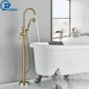 Brushed Gold Clawfoot Bathtub Faucet Freestanding Bath Tub Tap Floor Mounted Swivel Spout Bath Shower Faucet  Bathtub Mixer Tap 1