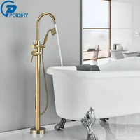 Brushed Gold Clawfoot Bathtub Faucet Freestanding Bath Tub Tap Floor Mounted Swivel Spout Bath Shower Faucet  Bathtub Mixer Tap 1