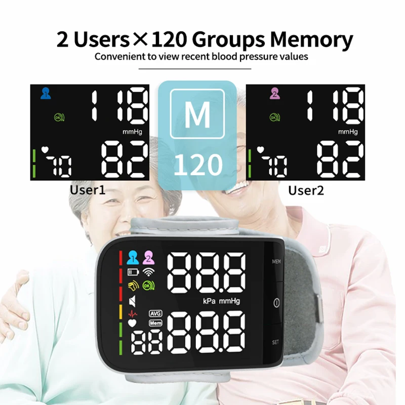 Wrist Blood Pressure Monitor Digital Heart Monitor Sphygmomanometer Tonometer Digital BP for Measure Medical Equipment