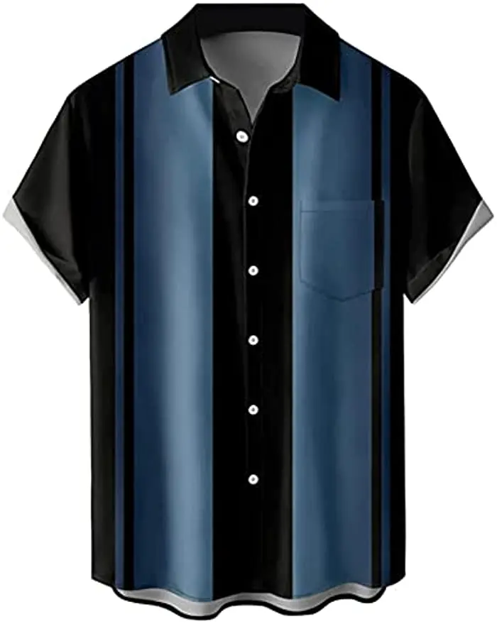 

Hawaiian Shirt For Men Short Sleeves Men's Shirts Casual Beach Blouses Tops Gradient Blue Summer Aloha Shirts 2023