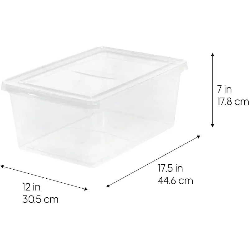  IRIS USA 12 Pack 17 Qt. Plastic Storage Container Bin with Latching  Lid, Clear