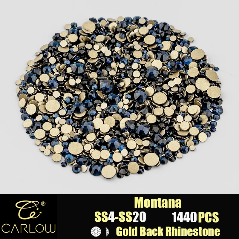 Shiny Gold Back Glass Crystal Rhinestones for DIY Crafts and Nail Art - 1440 Pieces