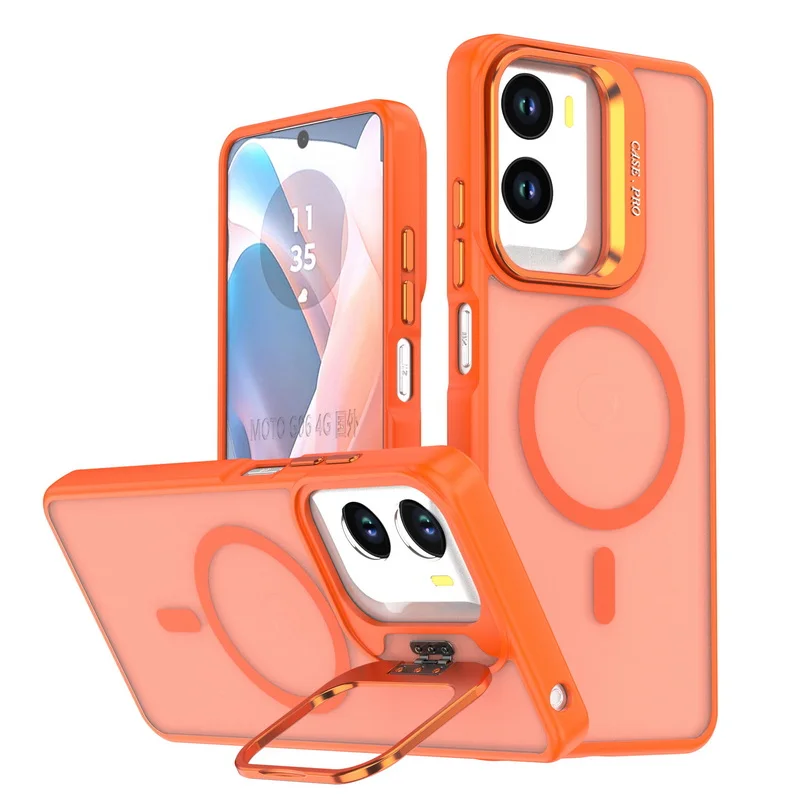 Matte Semi-Transparent Lens Bracket Case with Magnetic Ring and Wireless Charging Feature