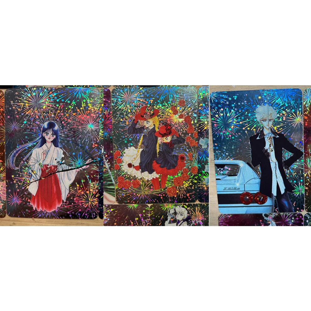 13Pcs/set Diy Tenoh Haruka Kaiou Michiru Meiou Setsuna Painting Double-Sided Flash Card Classic Anime Collection Cards Toy