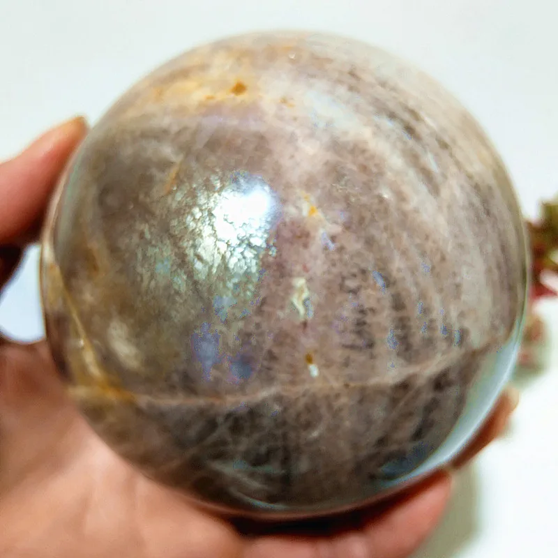 95mm Natural Gray Moonstone Crystal Sphere Room Decor Stone Ball Witchcraft Supplies chakra Healing Crystals FengShui Decor